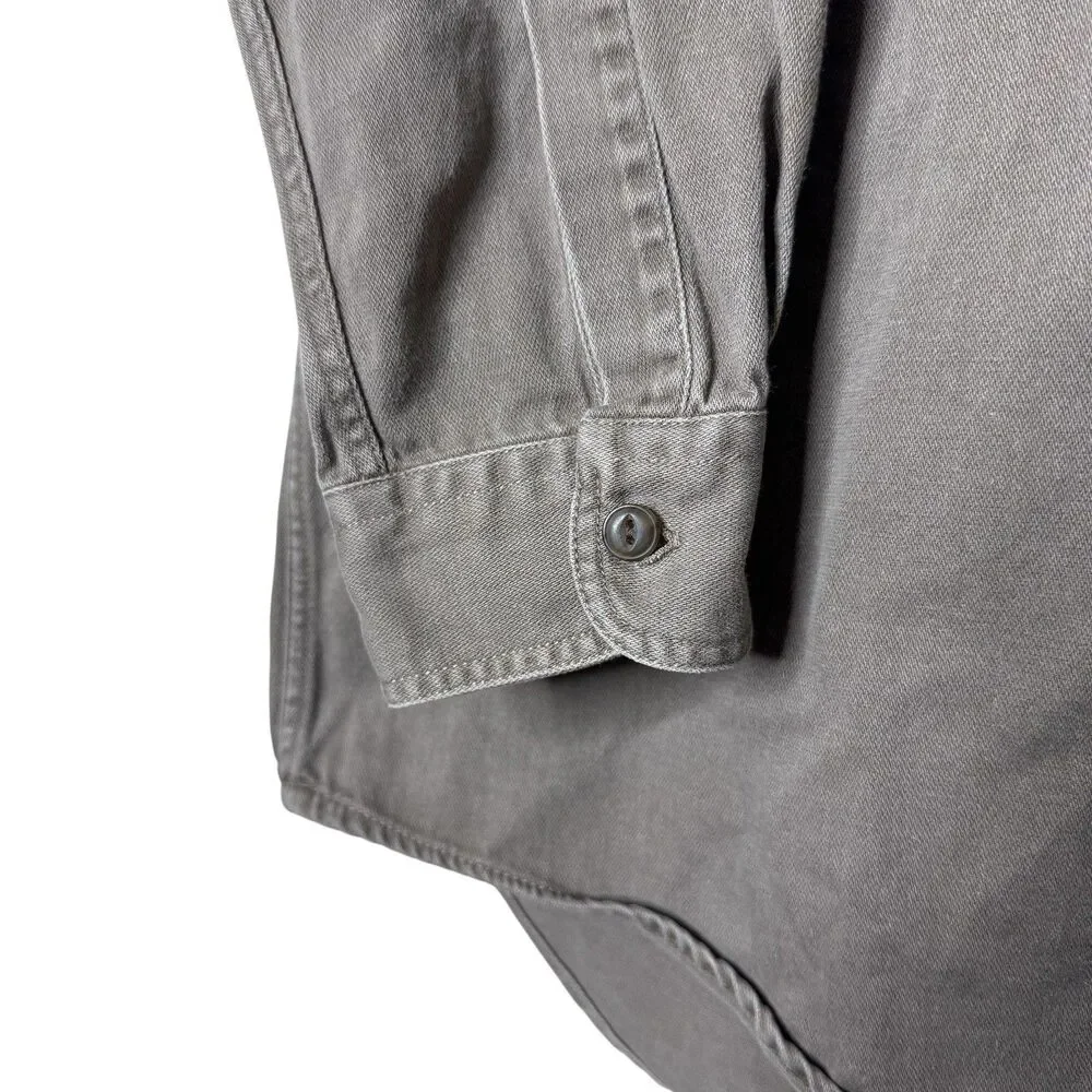 VTG Abercrombie & Fitch‎ Men's XL Gray Canvas Button Down Thick Gorpcore Y2K - Picture 4 of 8